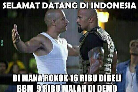Picture of Vin Diesel meme in Indonesian